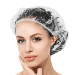 Hotel Disposable Shower Cap in Bulk – Clear Waterproof Plastic Elastic Hair Covers for Spa, Salon, Travel, Beauty, and Home Use